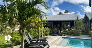 Front view of two-bedroom villa at Palm Tree Villas in Arorangi