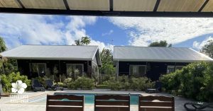 Front view of two-bedroom villa at Palm Tree Villas in Arorangi