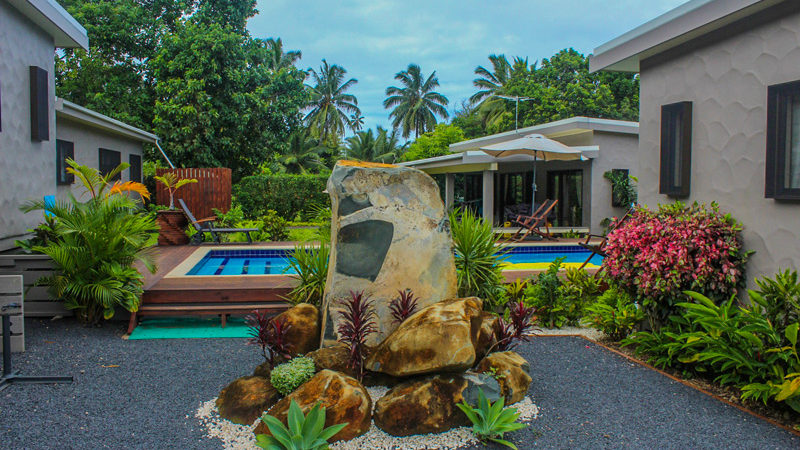 Gardens and Pool area at Cook Islands Holiday Villas